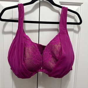 Cacique Women's Sz 44DD Magenta Lace Bra VGC